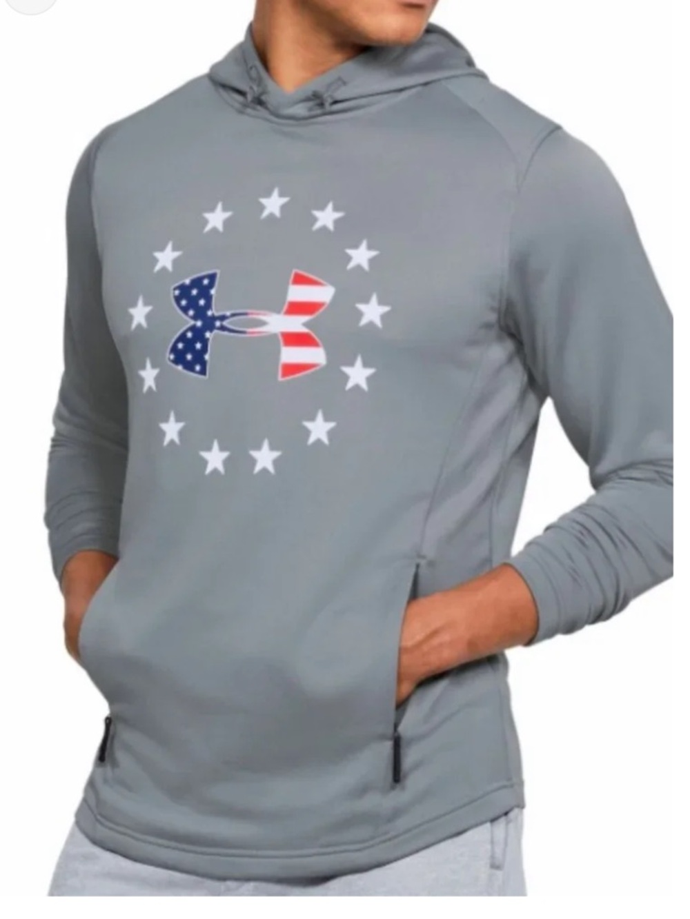 Under Armour Gray Men’s Hoodie with American Flag Logo